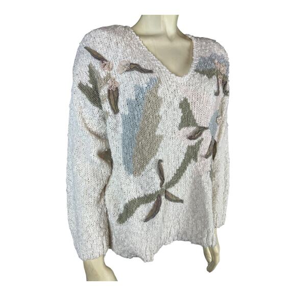 Vintage Sheridan Square Womens sweater Granny Cottagecore Retro 80s medium Knit - Picture 5 of 11